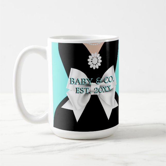 Elegant Glam Aqua Baby & Co Pregnancy Mommy to Be Coffee Mug (Left)