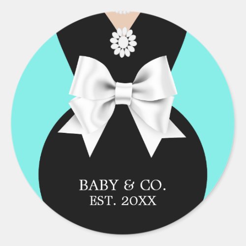 Elegant Glam Aqua Baby  Co Tiffany Baby Shower Classic Round Sticker