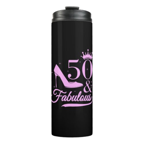 Elegant Glam Black and Pink 50th Birthday Thermal Tumbler