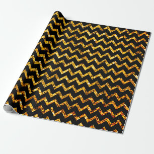 Elegant Glam Chevron Gold Black Glitter Sparkle Wrapping Paper