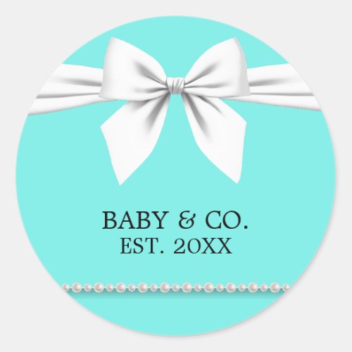 Elegant Glam Chic Baby  Co Tiffany Baby Shower Classic Round Sticker