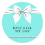 Elegant Glam Chic Baby & Co Tiffany Baby Shower Classic Round Sticker