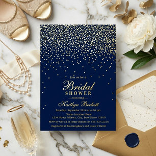 Elegant Glam Confetti Bridal Shower Real Foil Invitation