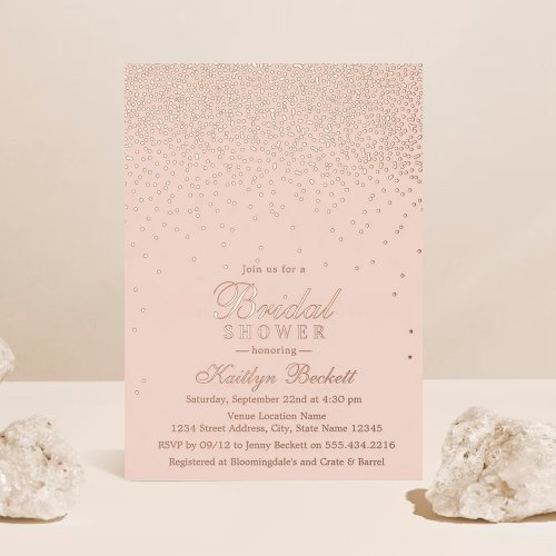 Elegant Glam Confetti Bridal Shower Real Foil Invitation
