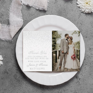 Elegant Glam Confetti Wedding Photo Thank You Real Foil Invitation