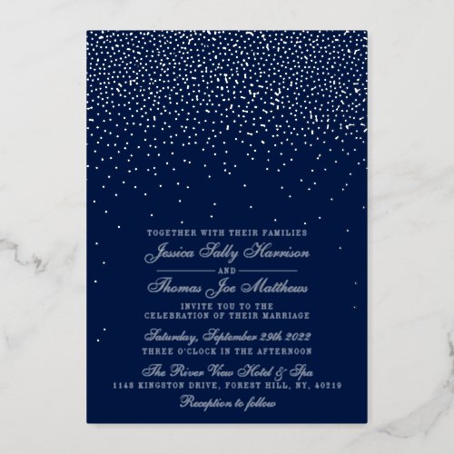 Elegant Glam Confetti Wedding Real Foil Invitation