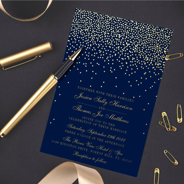 Elegant Glam Confetti Wedding Real Foil Invitation (Creator Uploaded)