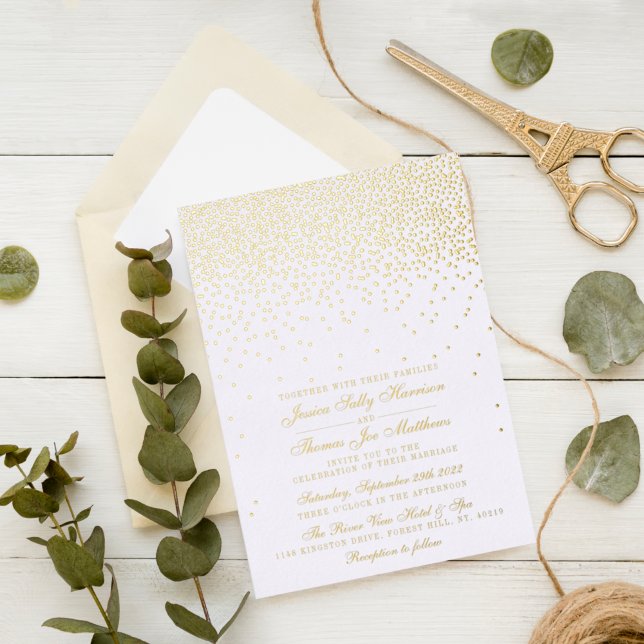 Elegant Glam Confetti Wedding Real Foil Invitation (Creator Uploaded)