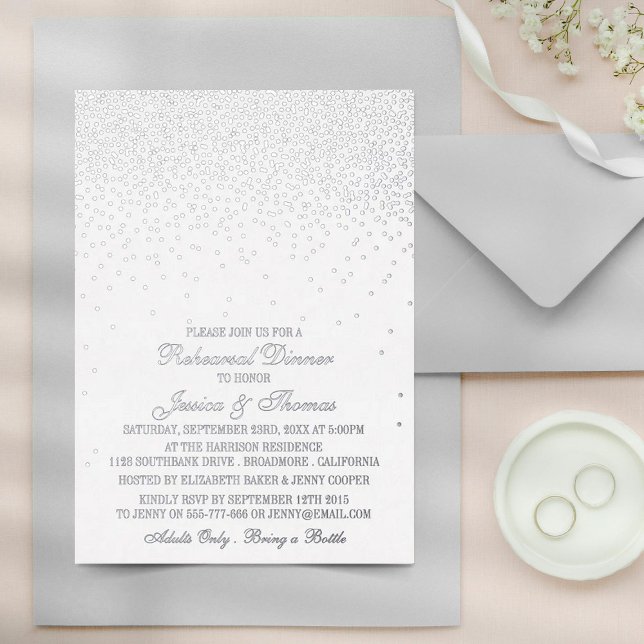 Elegant Glam Confetti Wedding Rehearsal Dinner Foil Invitation (Creator Uploaded)