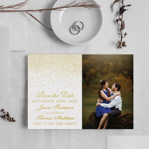 Elegant Glam Confetti Wedding Save The Date Real Foil Invitation
