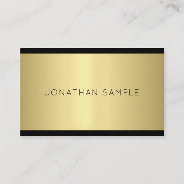 Elegant Glam Design Modern Gold Luxe Trendy Plain Business Card (Front)