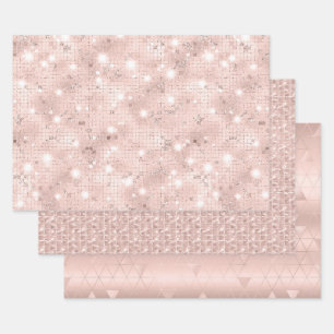 Elegant Glam Girly Blush Pink and Silver Wrapping Paper Sheets
