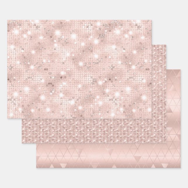 Elegant Glam Girly Blush Pink and Silver Wrapping Paper Sheets (Set)