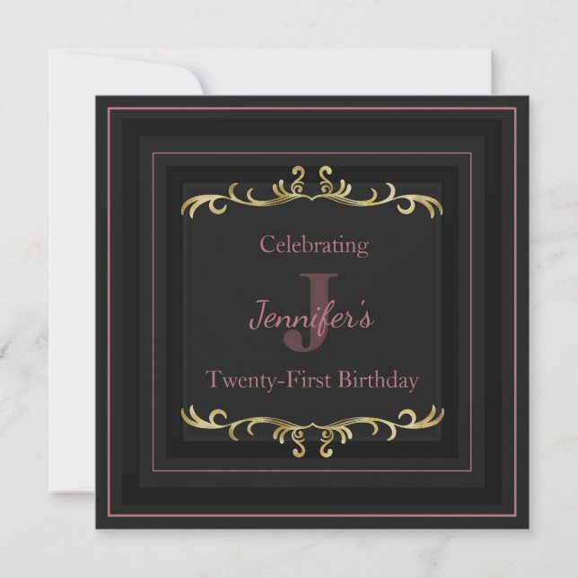 Elegant Glam Gold Birthday Invitation (Front)