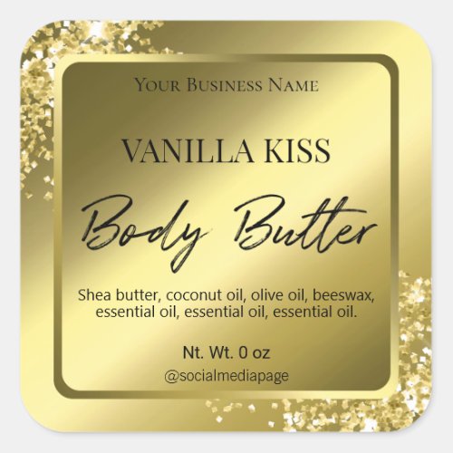 Elegant Glam Gold Body Butter Labels