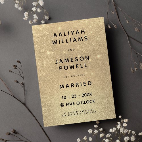 Elegant glam gold gradient glitter theme wedding invitation