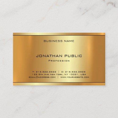 Elegant Glam Gold Look Professional Modern Plain Business Card