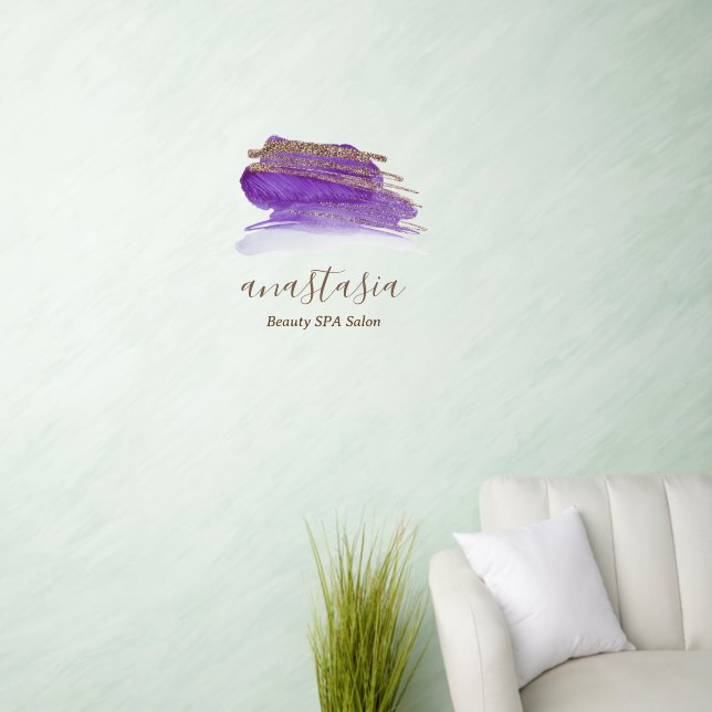 Elegant Glam Gold Purples Beauty SPA Salon Wall Decal (Living Room)