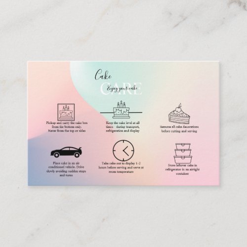 Elegant Glam Holographic Cake Care Business Card