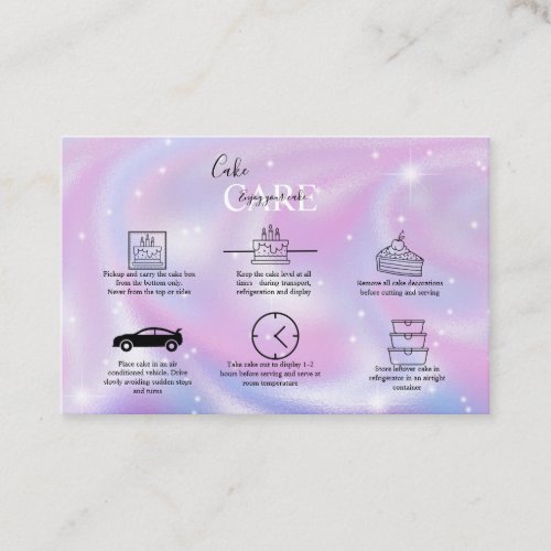 Elegant Glam Holographic Cake Care Business Card