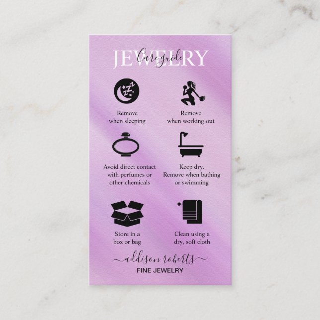 Elegant Glam Iridescent Holographi Jewelry Care    Business Card (Front)