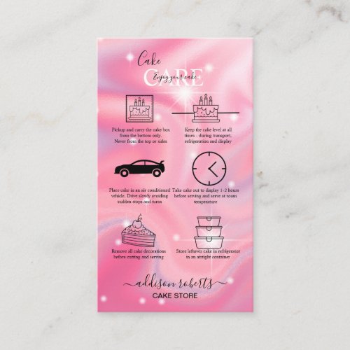 Elegant Glam Iridescent Holographic Cake Care   Bu Business Card