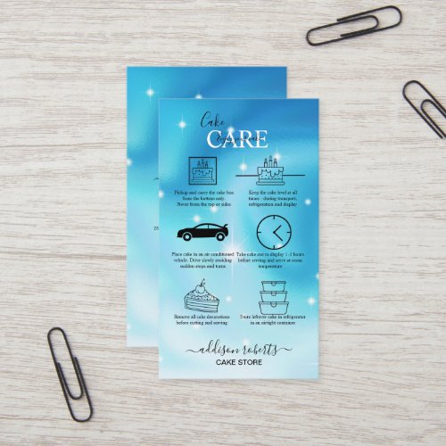 Elegant Glam Iridescent Holographic Cake Care Busi Business Card