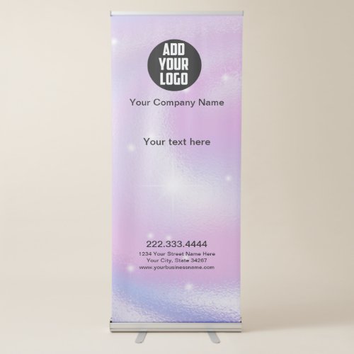 Elegant Glam Iridescent Holographic  Retractable Banner