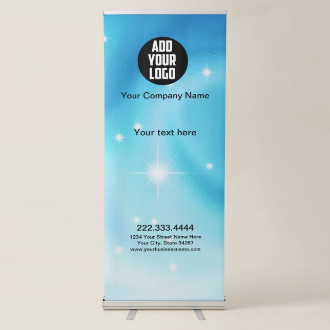 Elegant Glam Iridescent Holographic Retractable Banner (Front)