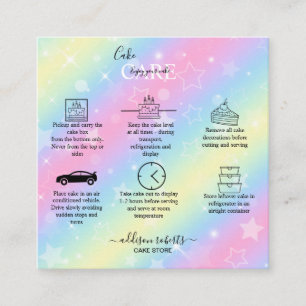 Elegant Glam Iridescent Sparkle Cake Care  Square  Business Card