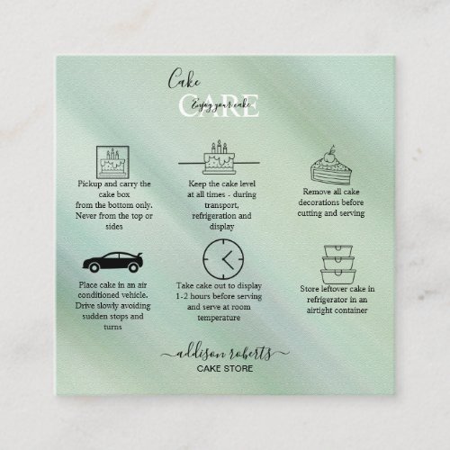 Elegant Glam Iridescent Sparkle Cake Care   Square Square Business Card