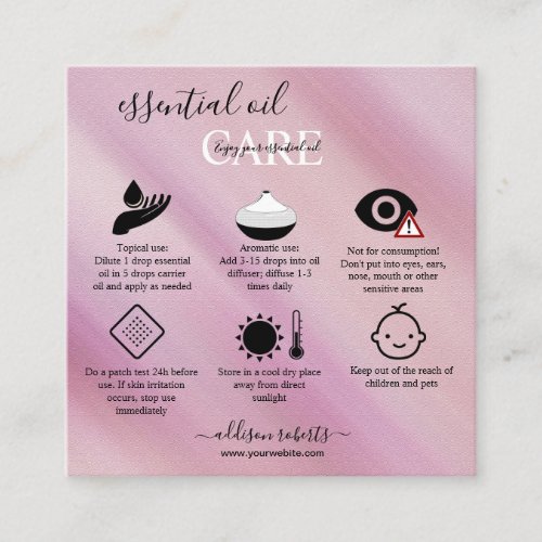 Elegant Glam Iridescent Sparkle  essential oil Square Business Card