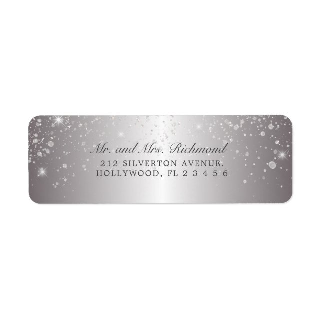 Elegant & Glam Metallic Silver Glitter  Label (Front)