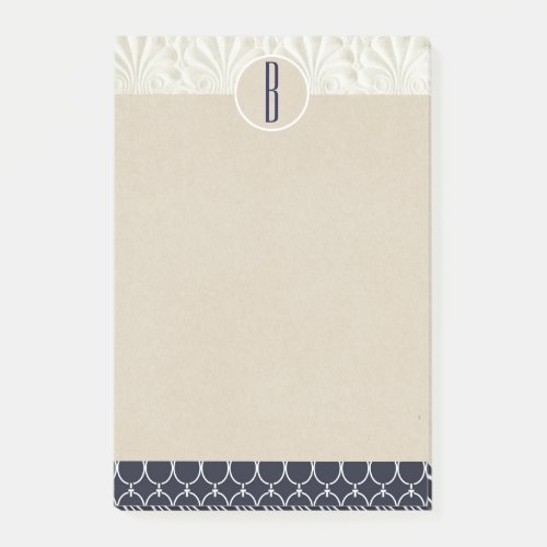 Elegant Glam Nautical Custom Kraft Rustic Monogram Post_it Notes