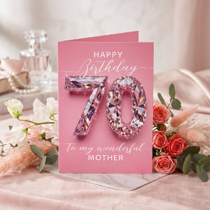 Elegant Glam Pink Diamond Sparkle 70th Birthday Card