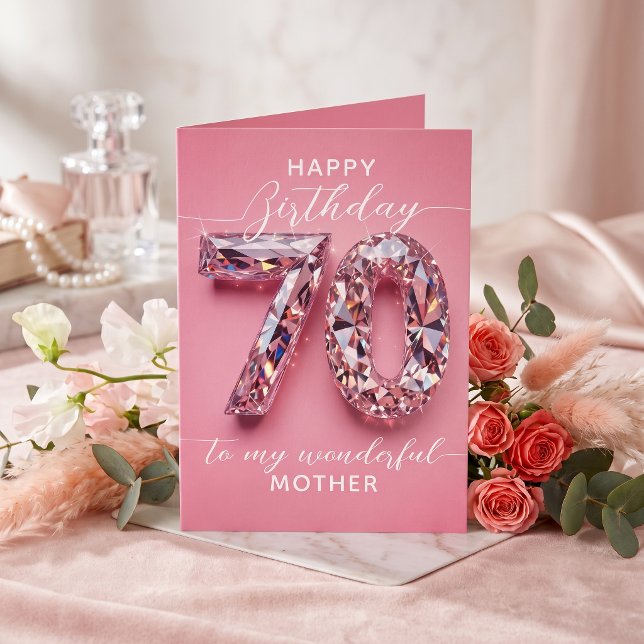 Elegant Glam Pink Diamond Sparkle 70th Birthday Card (Creator Uploaded)