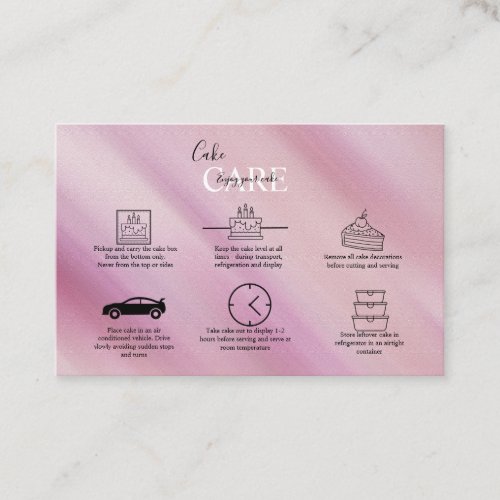 Elegant Glam Pink Holographic Cake Care Business C Business Card