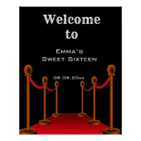 Elegant Glam Red Carpet Sweet 16 Birthday Welcome