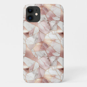 Elegant Glam Rose Gold Agate Marble Pattern iPhone 11 Case