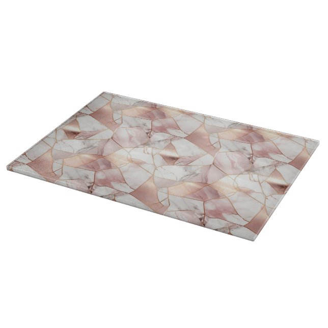 Elegant Glam Rose Gold Agate Marble Pattern  Cutting Board (Corner)