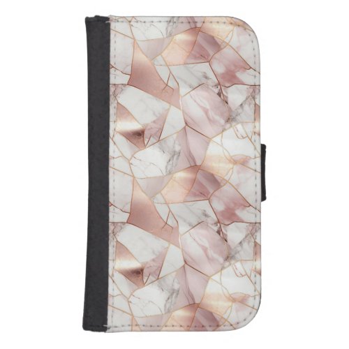 Elegant Glam Rose Gold Agate Marble Pattern  Galaxy S4 Wallet Case