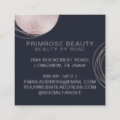 Elegant Glam Rose Gold Luxury Abstract Monogram Square Business Card (Back)