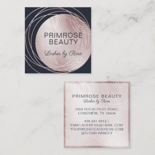 Elegant Glam Rose Gold & Navy Luxury Abstract Square Business Card