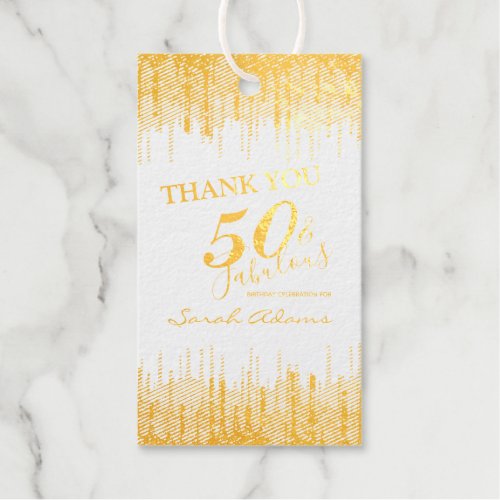 Elegant Glam Silver Gold 50 Fab Birth Real Foil Gift Tags