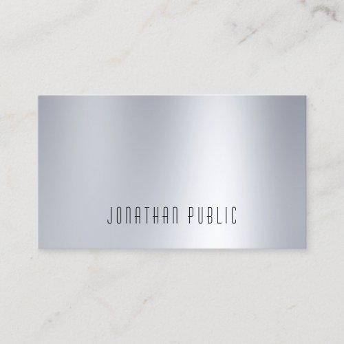 Elegant Glam Silver Look Professional Simple Plain Business Card