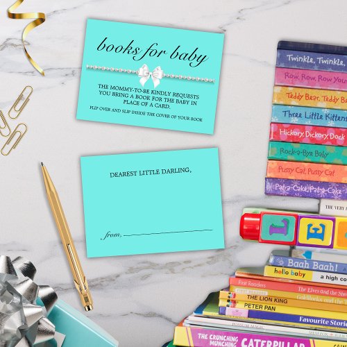 Elegant Glam Tiffany Baby Shower Book Request Enclosure Card