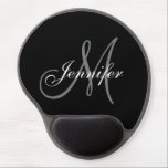 Elegant Glamor Black White Grey Monogram Name Gel Mouse Pad<br><div class="desc">Custom Elegant Glamor Black White Grey Monogram Name Mouse Pad with typography script design. Elke Clarke© Personalize with your name,  initial and background color.</div>