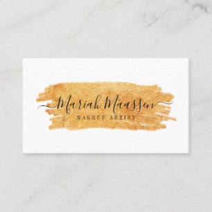 Elegant & Glamorous Beauty Gold Makeup Brush Stoke Business Card