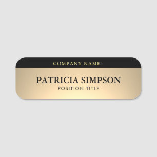 Elegant Glamorous Black And Gold: Unique Luxury Name Tag