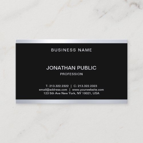 Elegant Glamorous Black And Silver Cool Modern Business Card